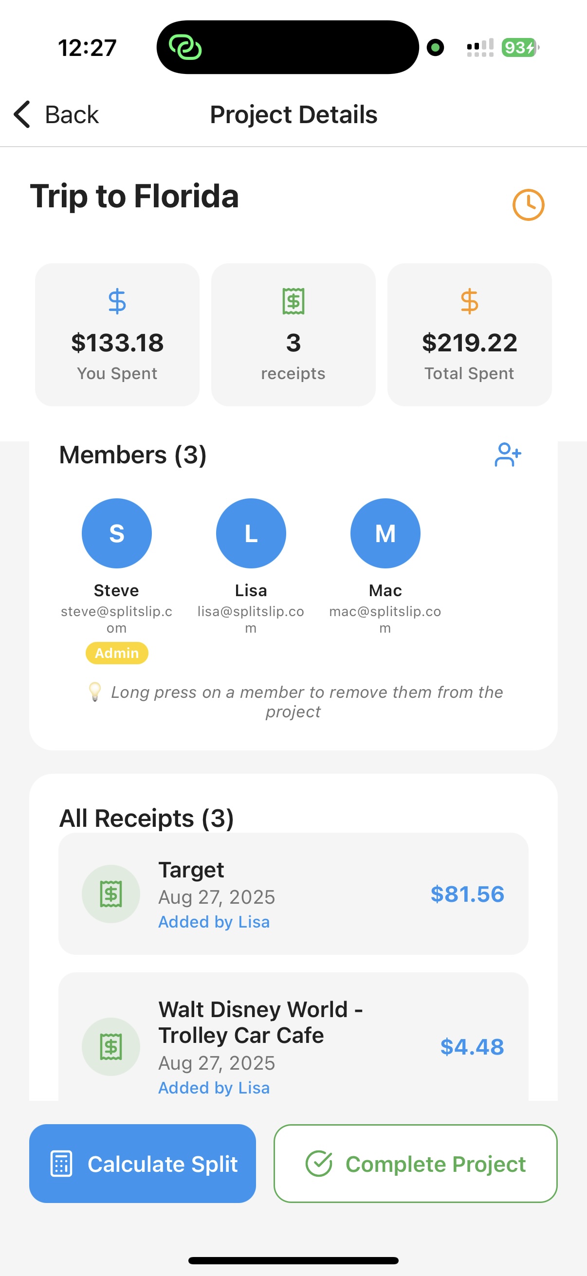 SplitSlip app screenshot